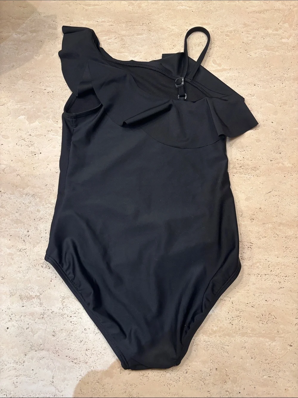 GAP Kids Black One-Shoulder Ruffle Kids Swimsuit